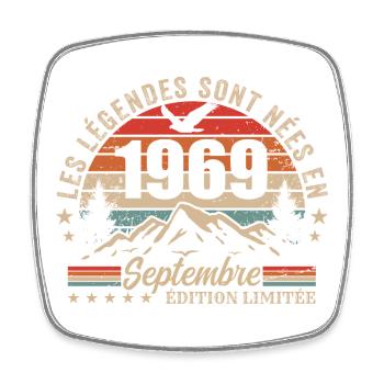 legendary since September 1969 | September 1969 - Square fridge magnet - white - Front