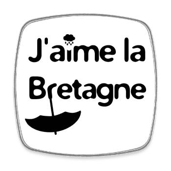 J'aime la Bretagne ! (version noire) - Magnet carré - blanc - Devant