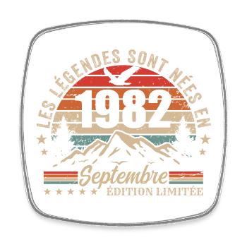 Legendary since September 1982 | September 1982 - Square fridge magnet - white - Front