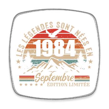 Legendary since September 1984 | September 1984 - Square fridge magnet - white - Front
