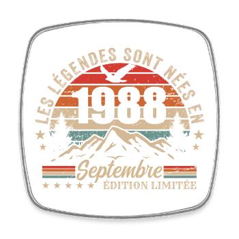 legendary since September 1988 | September 1988 - Square fridge magnet - white - Front