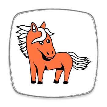 Pferd Süß Pony Fohlen Pferdemädchen Niedlich Comic - Viereckiger Kühlschrankmagnet - Weiß - Vorne