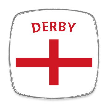 Dartball mit Derby-Emblem - Viereckiger Kühlschrankmagnet - Weiß - Vorne