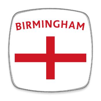 Emblème du drapeau de Birmingham - Magnet carré - blanc - Devant