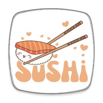 Life is better with sushi Kawaii Sushi - Viereckiger Kühlschrankmagnet - Weiß - Vorne