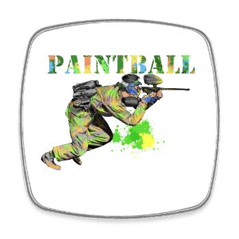 Joueur de paintball coloré en action - Magnet carré - blanc - Devant