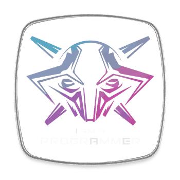 Futuristic Cyborg Programmer Art - Square fridge magnet - white - Front