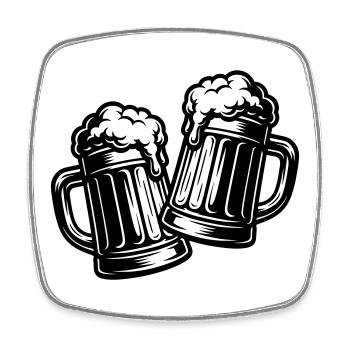 Bier Anstoßen Prost - Viereckiger Kühlschrankmagnet - Weiß - Vorne