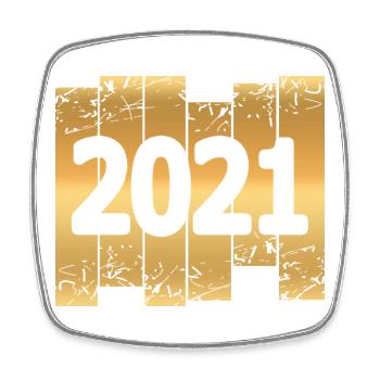 2021 - Viereckiger Kühlschrankmagnet - Weiß - Vorne