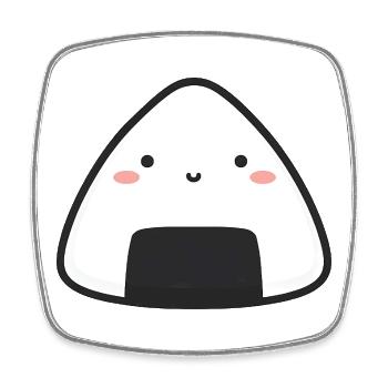 Kawaii Onigiri Reis - Viereckiger Kühlschrankmagnet - Weiß - Vorne