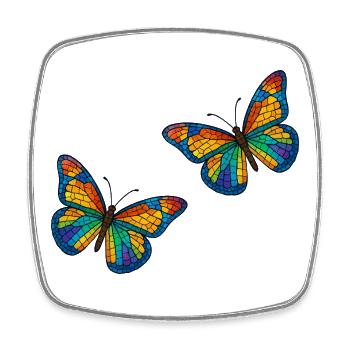 Colorful Mosaic Butterflies Design - Square fridge magnet - white - Front