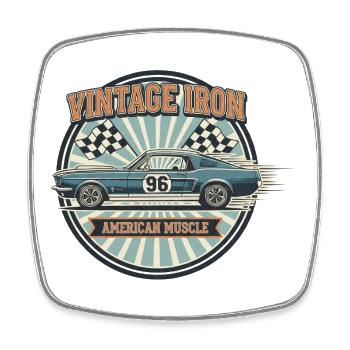 Vintage Muscle Car Design - Viereckiger Kühlschrankmagnet - Weiß - Vorne