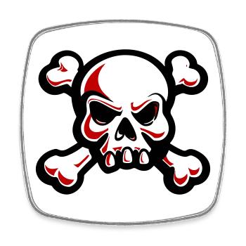 skull skeleton bones symbol - Square fridge magnet - white - Front