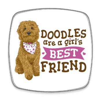 Doodle Girl's Best Friend  - Square fridge magnet - white - Front
