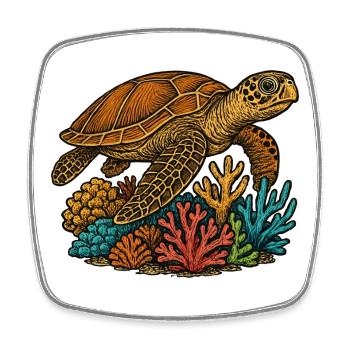 sea turtle - Square fridge magnet - white - Front
