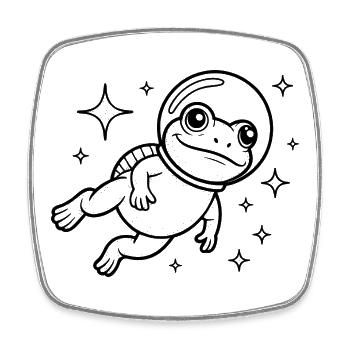 Frog in Space - Cool Astonomy Logo - Square fridge magnet - white - Front