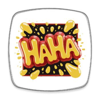 Lebhaftes Haha-Design im Comic-Stil - Viereckiger Kühlschrankmagnet - Weiß - Vorne