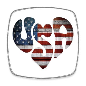 Vintage American Handle and Heart - Square fridge magnet - white - Front