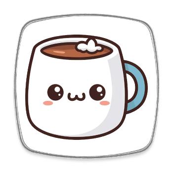 Kawaii-Heiße-Schokoladen-Tasse - Viereckiger Kühlschrankmagnet - Weiß - Vorne