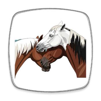 Horse connection - best friends - Square fridge magnet - white - Front