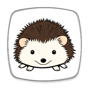 Niedlicher Igel mit freundlichem Gesicht - Viereckiger Kühlschrankmagnet - Weiß - Vorne
