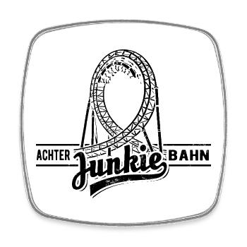 Achterbahn Junkie - Looping - Viereckiger Kühlschrankmagnet - Weiß - Vorne