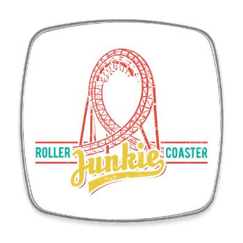 Rollercoaster Junkie - Achterbahn - Looping - Viereckiger Kühlschrankmagnet - Weiß - Vorne
