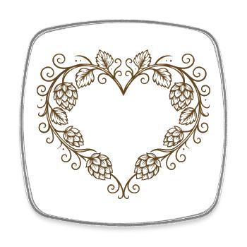 Hopfenherz - Volksfest Design mit Ornament - Viereckiger Kühlschrankmagnet - Weiß - Vorne