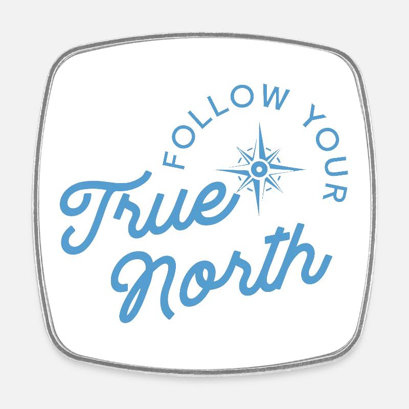 Compass motif with adventure message - Square fridge magnet - white