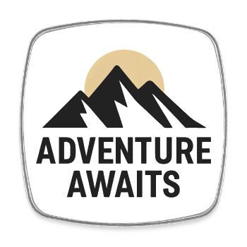  Adventure Awaits – Minimalistische Berge - Viereckiger Kühlschrankmagnet - Weiß - Vorne