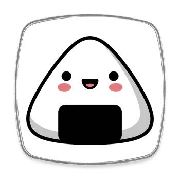 Kawaii Smile Onigiri Cute Food - Square fridge magnet - white - Front