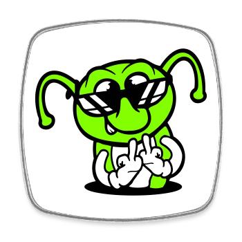 Caterpillar Middle Finger Insult Hole Sunglasses - Square fridge magnet - white - Front