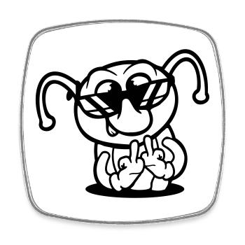 Caterpillar Middle Finger Insult Hole Sunglasses - Square fridge magnet - white - Front