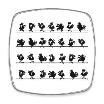 Poulets humoristiques - Équipe - Amis - Magnet carré - blanc - Devant