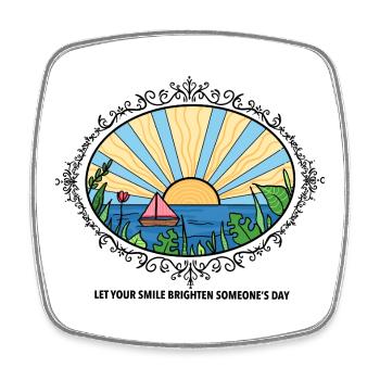 Sunset Landscape with Quote - Square fridge magnet - white - Front