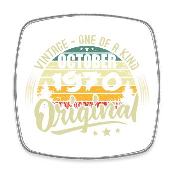 Cadeau Anniversaire Octobre 1970 - Magnet carré - blanc - Devant