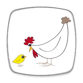 Funny chicken and chick illustration - Square fridge magnet - white - Front