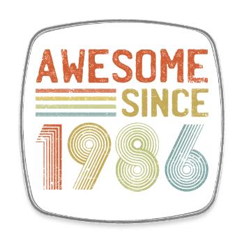 Retro 1986 Jubiläumsdesign - Viereckiger Kühlschrankmagnet - Weiß - Vorne