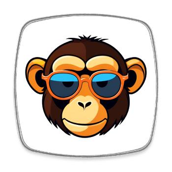 Cool Affe mit Sonnenbrille - Viereckiger Kühlschrankmagnet - Weiß - Vorne