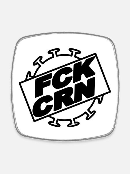 FCK_CRN_1 - Square fridge magnet - white