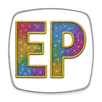 EP | Galaktischer Glitter-Initialschriftzug - Viereckiger Kühlschrankmagnet - Weiß - Vorne