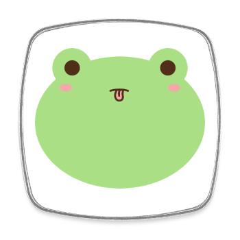 Niedliches Frosch-Cartoon-Gesichtsdesign - Viereckiger Kühlschrankmagnet - Weiß - Vorne