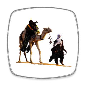 Bedouin with camel - Square fridge magnet - white - Front