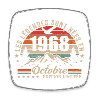 Octobre 1968 Cadeau Anniversaire 1968 October 1968 - Magnet carré - blanc - Devant