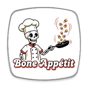 Crâne Chef avec motif de serpent de bonbons - Magnet carré - blanc - Devant