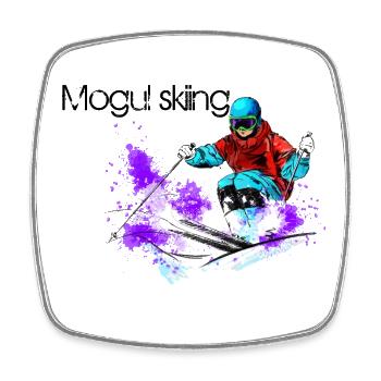 Mogul skiing - Square fridge magnet - white - Front