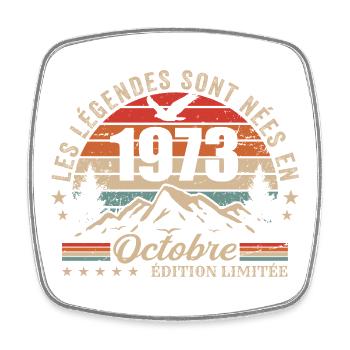 October 1973 Birthday Gift 1973 October 1973 - Square fridge magnet - white - Front