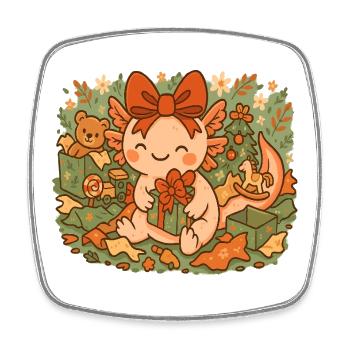 Axolotl Weihnachten mit Geschenken - Viereckiger Kühlschrankmagnet - Weiß - Vorne