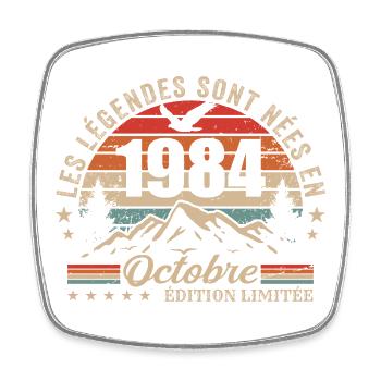 October 1984 Birthday Gift 1984 October 1984 - Square fridge magnet - white - Front