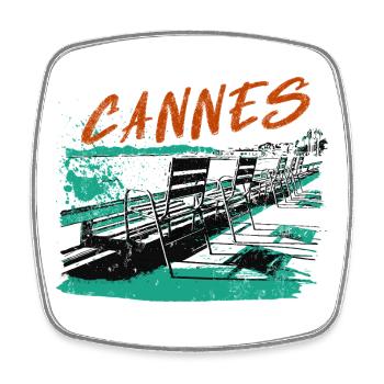 Cannes Côte d'Azur Illustration - Square fridge magnet - white - Front